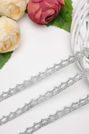 Кружево с люрексом 1 см*10 м (SF-2884) серебро
