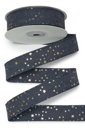 Лента джинсовая 2,5 см*10 ярд "Звёздочки" (SF-7392) синий
